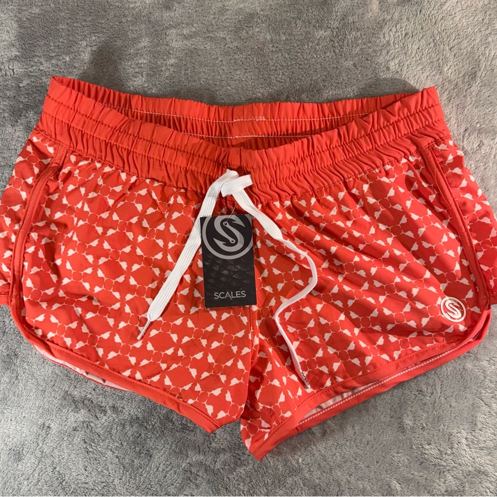 Scales Shorts Womens Coral Geometric Print Surf And Slay Boardshorts  Sz M Beach